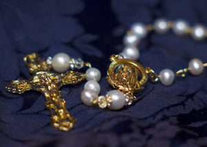 Immaculata Rosary in Pearl & Gold