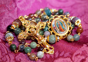 Guadalupe Rosary in Jasper & Gold