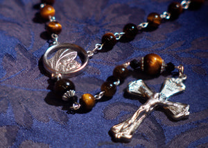 Tower of David Rosary in Tiger's Eye & Silver