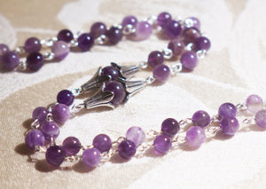 New Eve Rosary in Amethyst & Silver