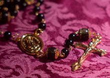 Load image into Gallery viewer, Terror of Demons Rosary in Obsidian &amp; Gold
