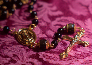 Terror of Demons Rosary in Obsidian & Gold