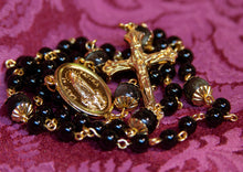 Load image into Gallery viewer, Terror of Demons Rosary in Obsidian &amp; Gold
