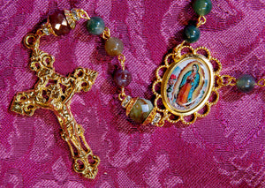 Guadalupe Rosary in Jasper & Gold