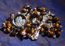 Load image into Gallery viewer, Tower of David Rosary in Tiger&#39;s Eye &amp; Silver
