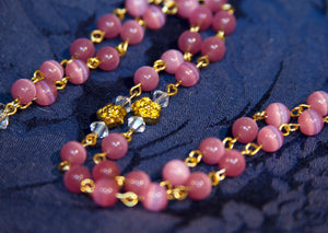 Mystical Rose Rosary in Cat's Eye Glass & Gold